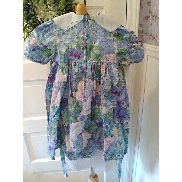 Girls Peaches’n Cream Dress Floral Bug Collar  Sz 4T Retro Vintage - Picture 3 of 5